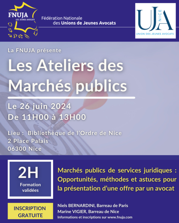 Les Ateliers des Marchés publics de la FNUJA : premier arrêt à Nice !