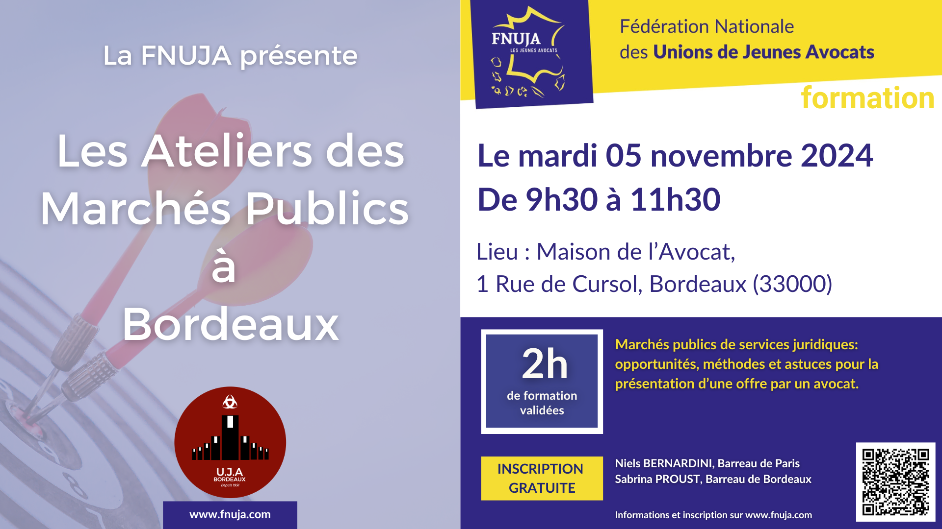 Les Ateliers des Marchés public de la FNUJA à Bordeaux