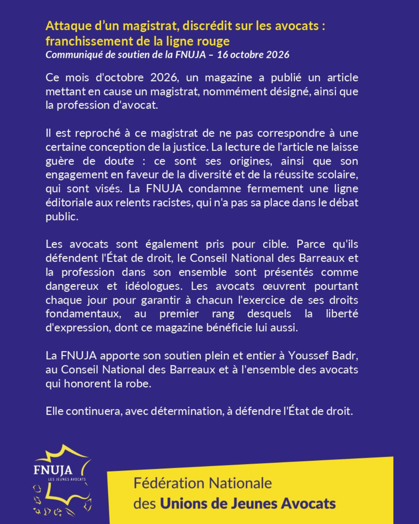 Attaque d&rsquo;un magistrat, discrédit sur les avocats : franchissement de la ligne rouge