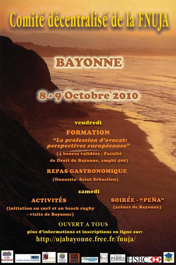 COMITE FNUJA DECENTRALISE A BAYONNE, les 8 et 9 Octobre prochain