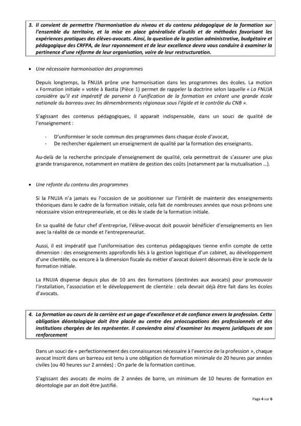 Contribution de la FNUJA sur la formation professionnelle des avocats