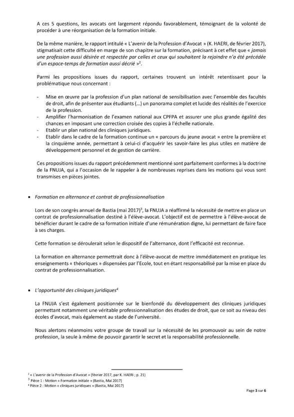 Contribution de la FNUJA sur la formation professionnelle des avocats