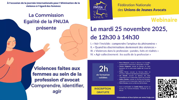 Formation FNUJA - Violences faites aux femmes au sein de la profession d’avocat : Comprendre, identifier, agir