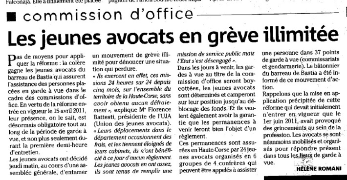 GAV, le Combat de l'UJA de BASTIA
