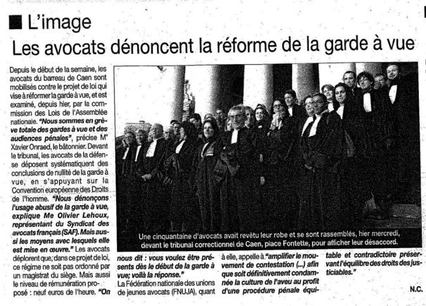 LES AVOCATS DENONCENT LA REFORME DE LA GARDE A VUE