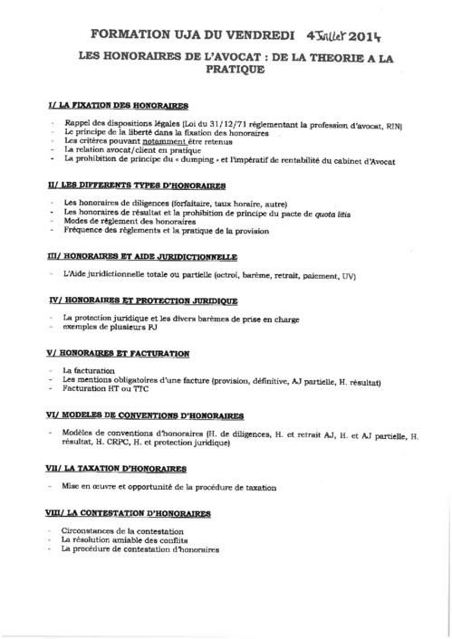 METZ - FORMATION : LES HONORAIRES DE L'AVOCAT : DE LA THEORIE A LA PRATIQUE