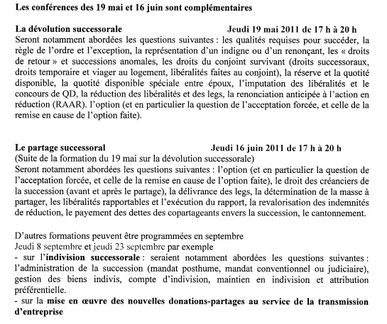 NANTERRE - Formations : Dévolution et Partage successoral